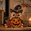 Vintage Wooden Halloween Pumpkin Tabletop Decor with Distressed for Shelf and Mantel Home