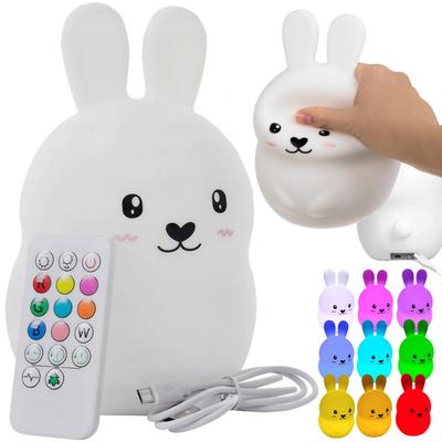 Silicone Night Light for Children Soft Rabbit Colorful RGB LED USB Remote Control