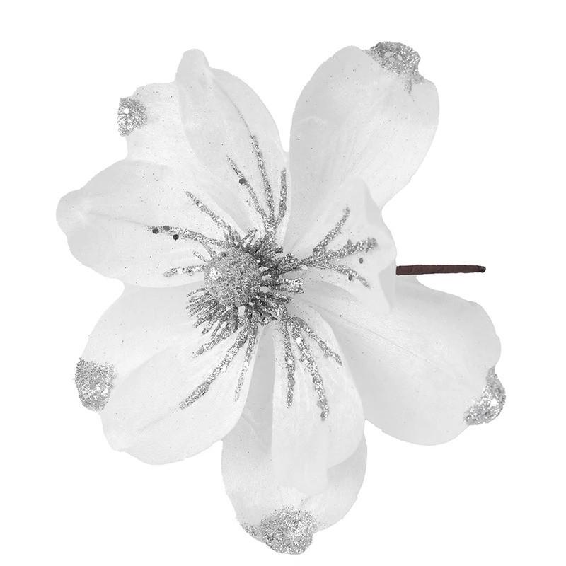 

1 шт. Блестящие рождественские цветы 24 см Искусственные цветы для украшения рождественской елки Рождественский венок Украшение Домашний декор Подарки Аксессуар 1pcs