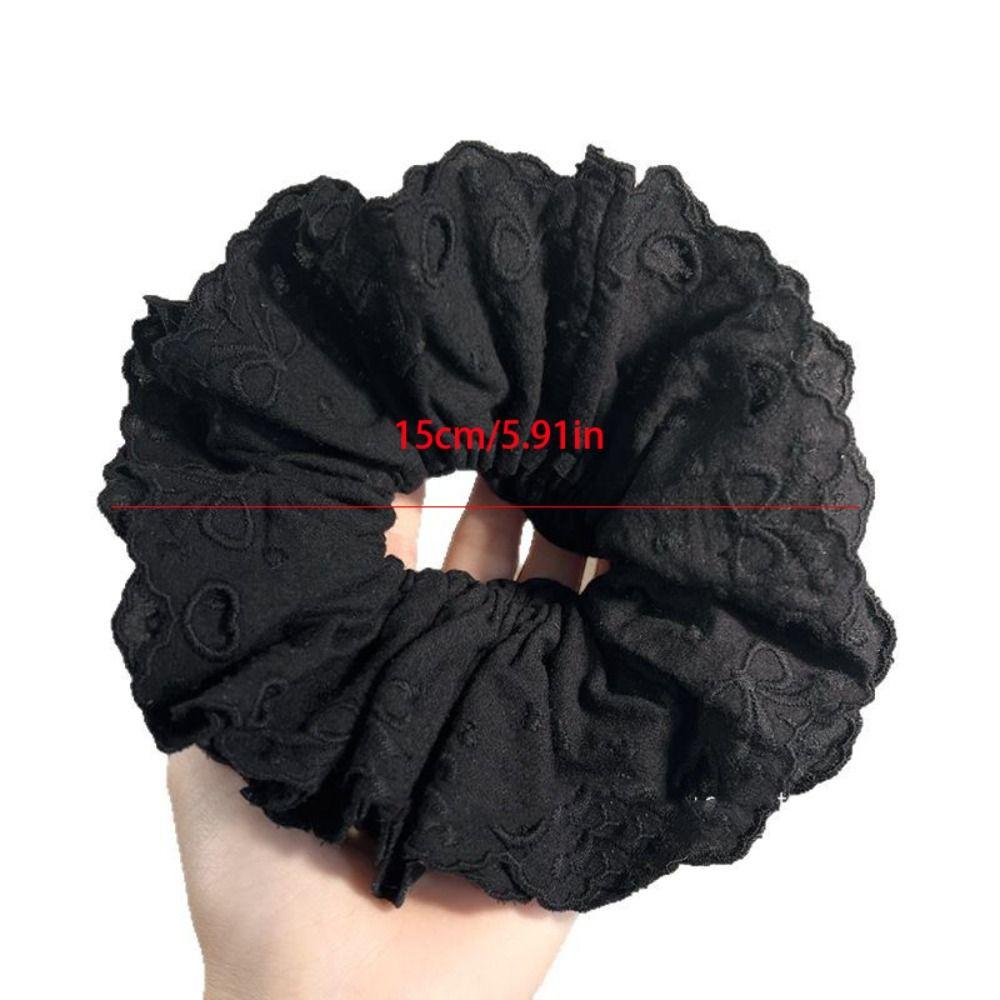 Flower Shape Ballet Style Lace Scrunchies Cloth Heart Embroidery Large Hair Scrunchies Hair Tie Rubber Bands