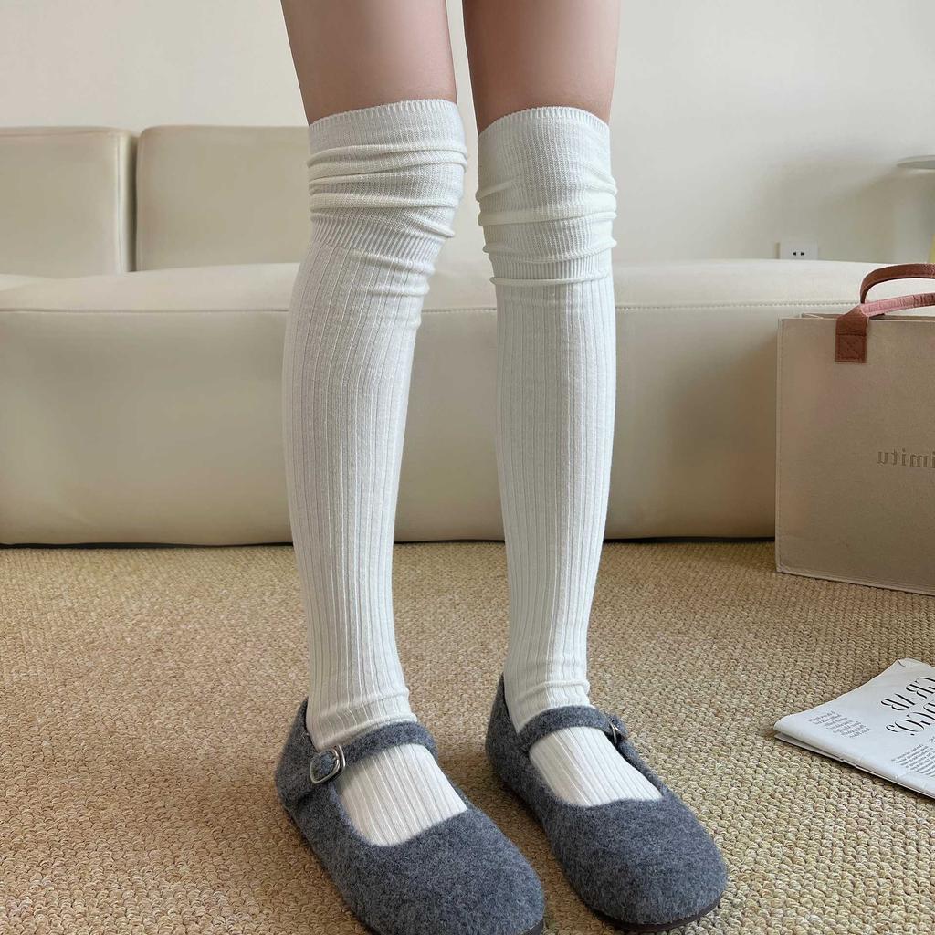 Socks Women'S Stockings Autumn And Winter Knee Socks White Calf Stacking Socks Korean Simple High Tube Socks Pure Cotton Women'S Socks