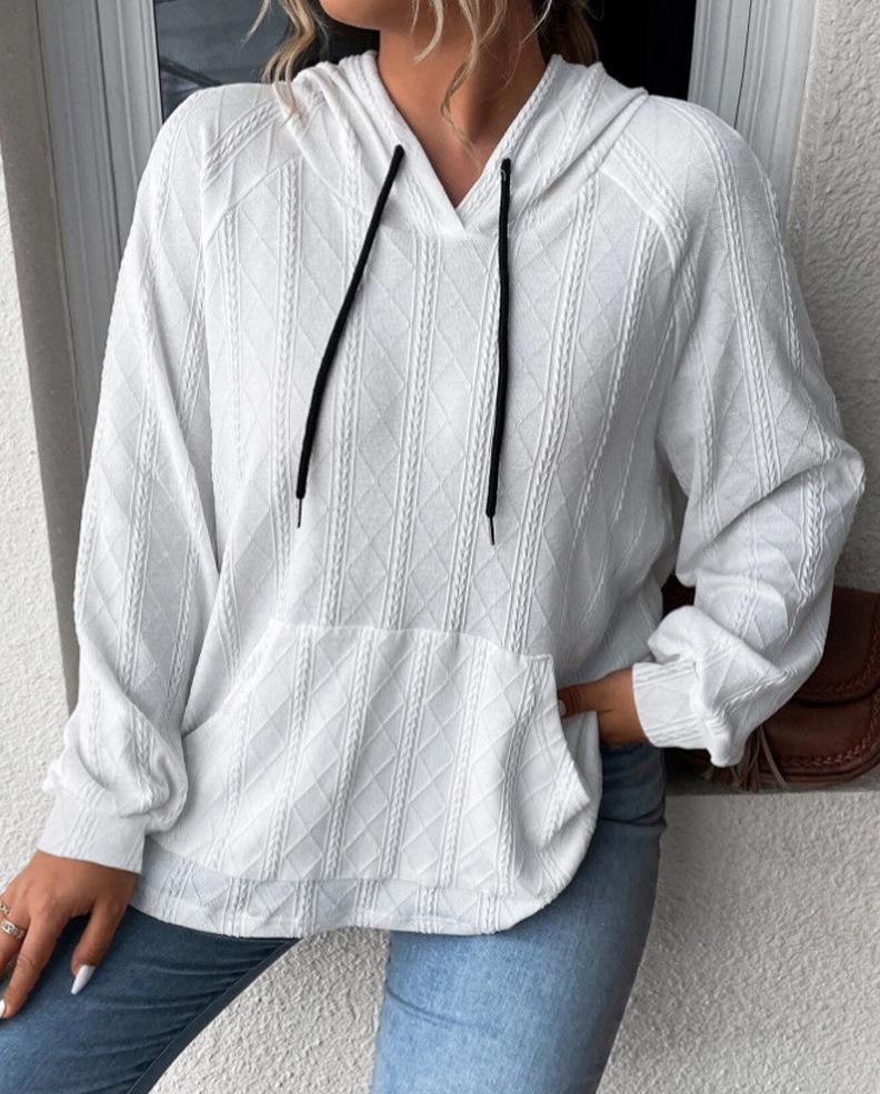 European and American Women's Jacquard Plus Size Hooded Sweatshirt - 2023 Autumn/Winter Collection