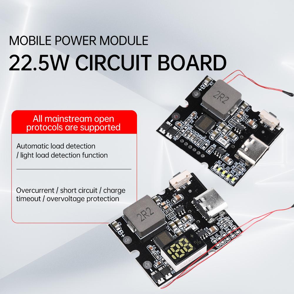 22.5W PD/QC Full Protocol 2way Fast Charging Mobile Power Module Circuit Board Charging Bank Motherboard DIY KIT USB+TYPE-C Port