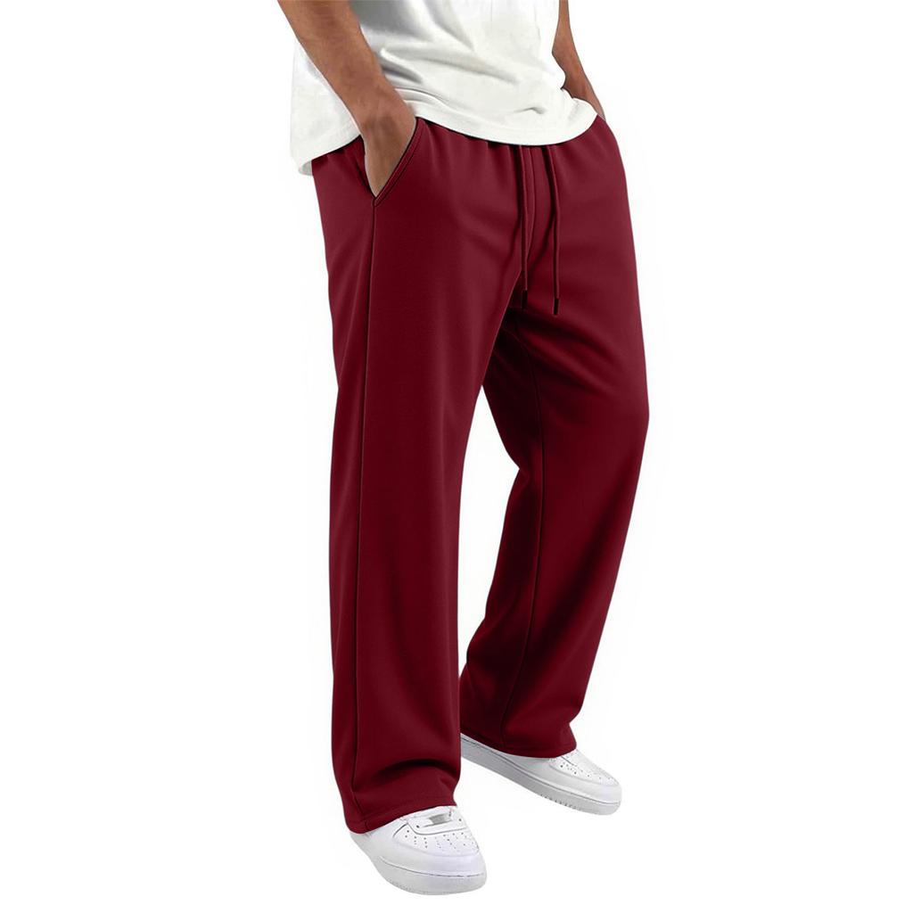 Men's Casual Loose Fit Wide Leg Travel Pants with Pockets Lightweight Straight Leg