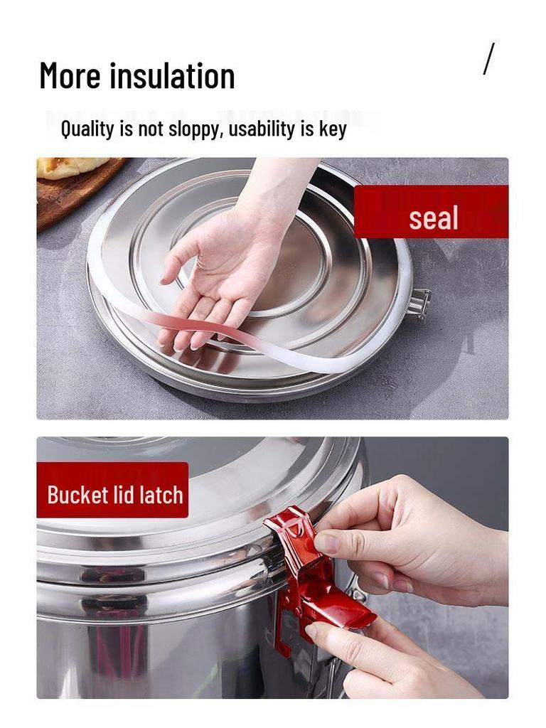 Isolierter Eimer aus Edelstahl 304 für Reis und Sojamilch, Eimer für Eisgelee mit großem Fassungsvermögen