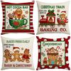 Christmas Festive Atmosphere Warm Gingerbread Man Element Letter Digital Printing Home Decoration Cushion