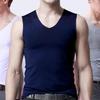 Plus Size Men Sporty Solid Color Sleeveless V Neck Slim Seamless Vest Tank Top