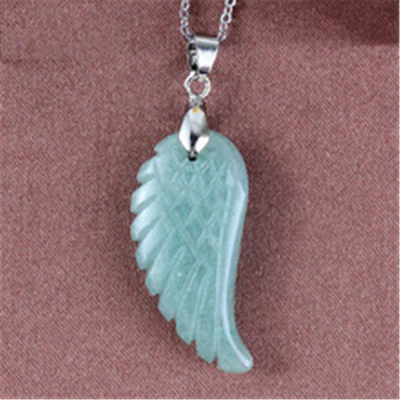 

Pendant Necklace Angel Wing Gemstone Opalite Manmade Healing Stone Chakra Reiki