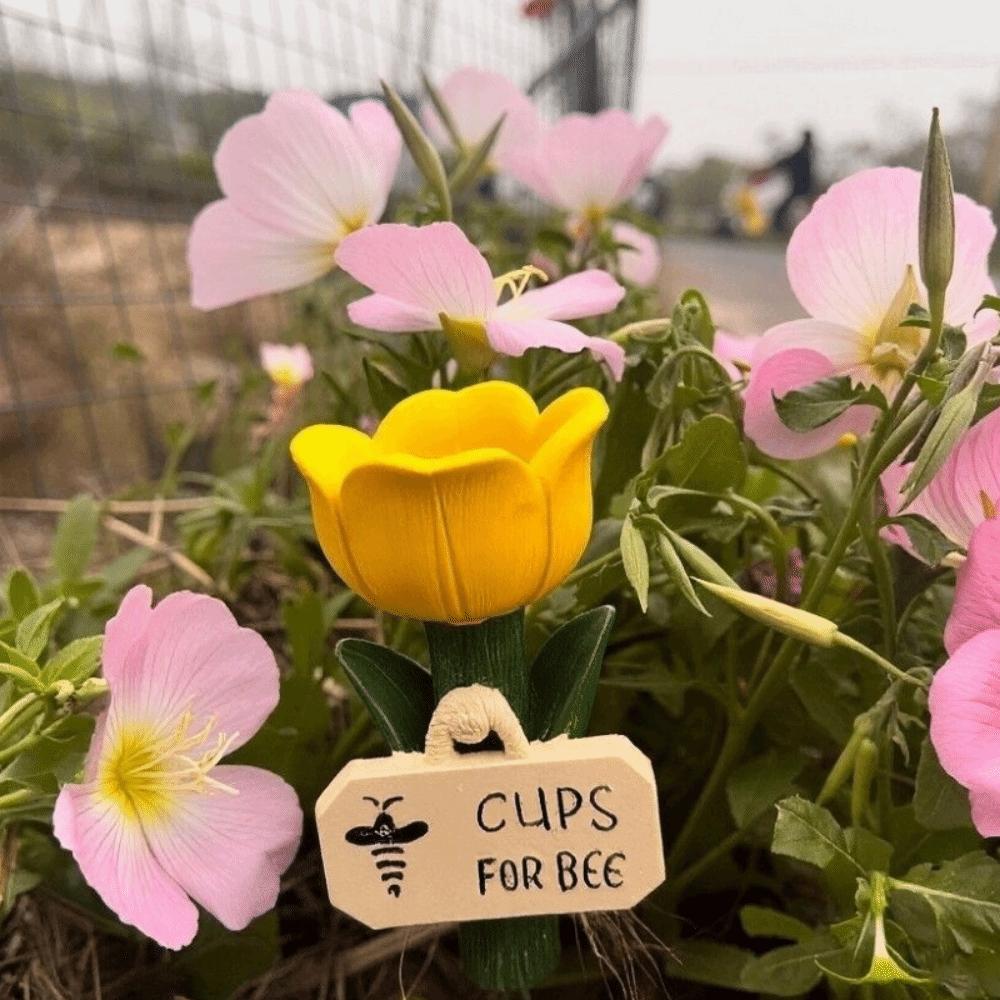 Flower Shape Insect Drinking Cup Colorful Bee Watering Station Watering Cup Garden Decoration  Yard
