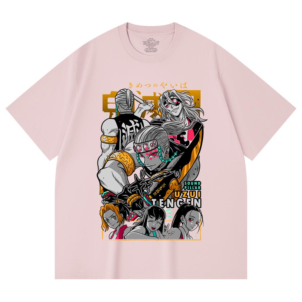 230 Gsm 100% Cotton Demon Slayer V65 Uzui Print Unisex Heavy Cotton T Shirt