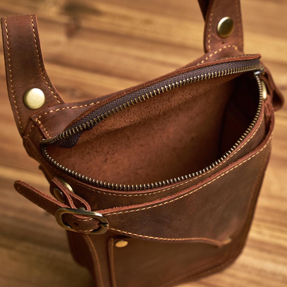 Genuine Leather Men's Waist Bag Retro style Phone Multifunctional Fashion Key Wallet Sports Phone Waist Bags For 6.5 In Phone