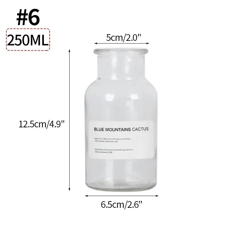 Ins Glass Flower Vase Transparent Dried Flower Hydroponic Terrarium Container Bottle Clear Plant Bottles Home Desktop Decor