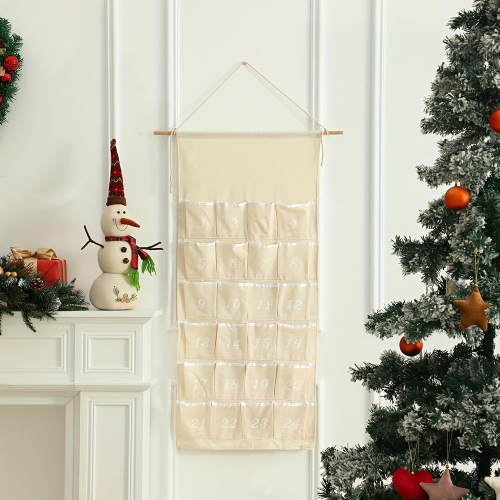 With 24 Pockets Christmas Countdown Calendar Numbered Countdown Storage Bag Keys