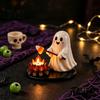Decorative Resin Ghost Ornaments Halloween Campfire Tealight Holder, Mummy Scarecrow Cozy Home Atmosphere Accessories Candle Stand for Desk,