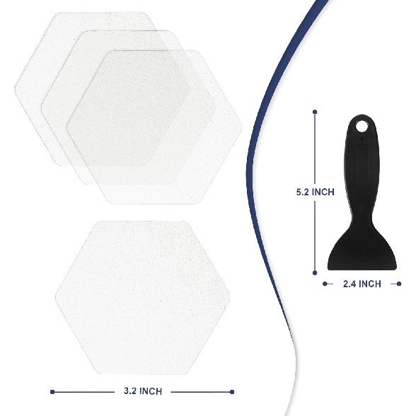 28 PCS Shower Floor Non Slip Stickers with Strong Adhesive, Invisible & Durable Anti Slip Shower Stickers with Scraper for Bath Tub, Pools and