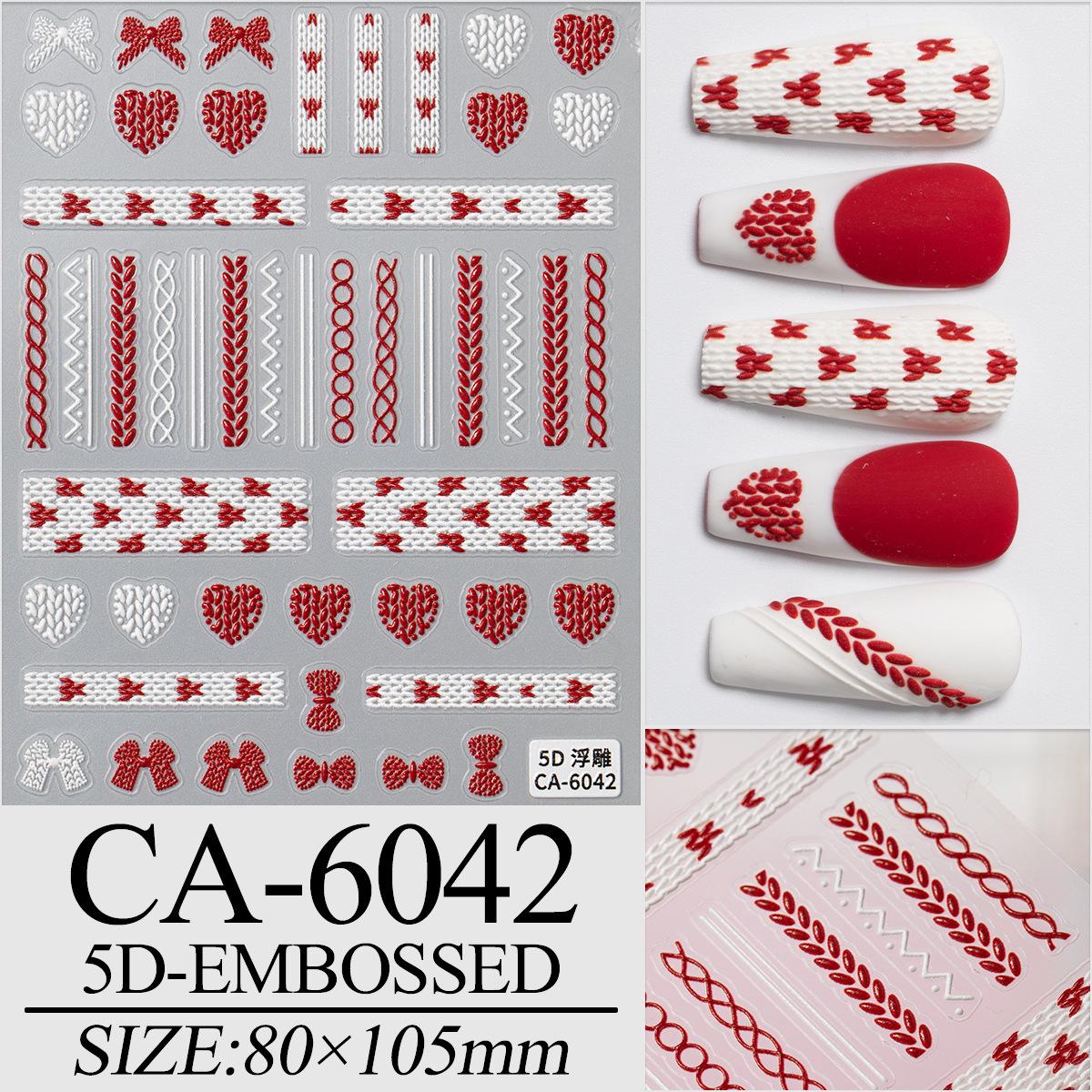 5D Winter Sweater & Hat Embossed Nail Stickers - CA Style DIY Stereo Fabric Weave Art Decals