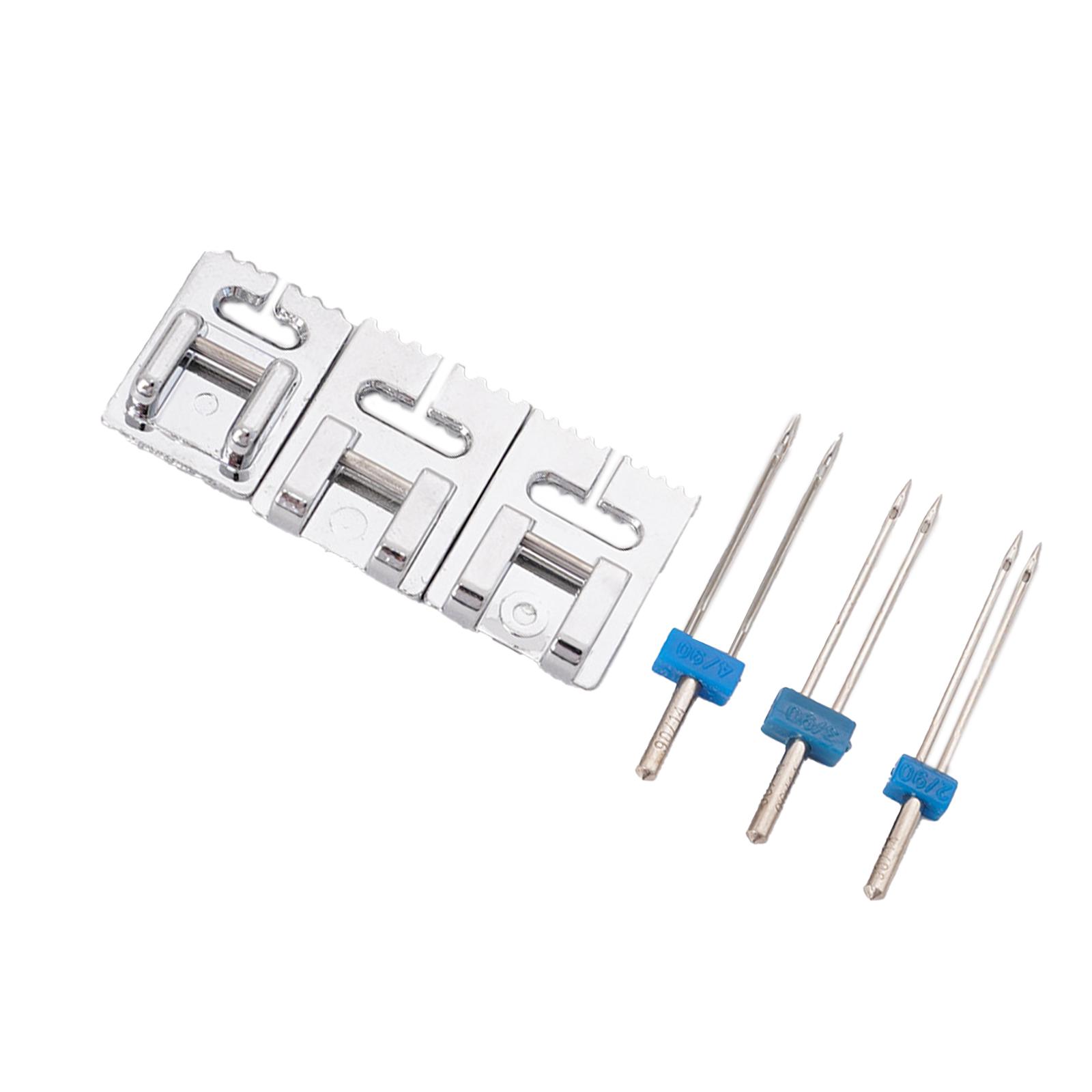 

Комплект из двух игл и лапок для швейной машины с защипами 2/90 3/90 4/90 Двойная игла для декоративных швов и защипов A