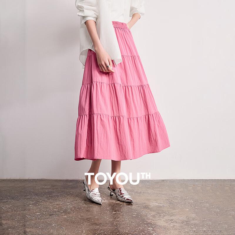 Women s High-Waisted Tiered A-Line Long Skirt L