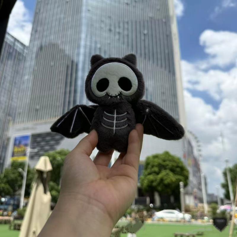 Lustige Cartoon Halloween Skelett Fledermaus Plüschpuppe Anhänger Schlüsselanhänger Kreativ Niedlich Rucksackzubehör Für Kinder Feiertagsgeschenke