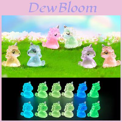 Adorable Cartoon Unicorn Figurine Resin Diy Miniature Night Light Decor Cute