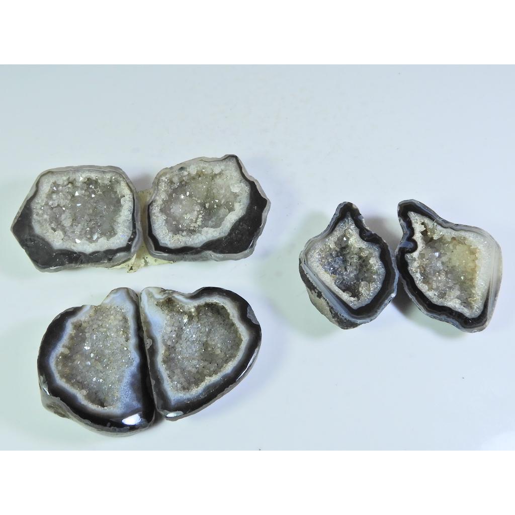 Dyed Slice Druzy Agate Matched Pair Cabochon Loose Gemstone 3Pair Lot 310Cts A-737