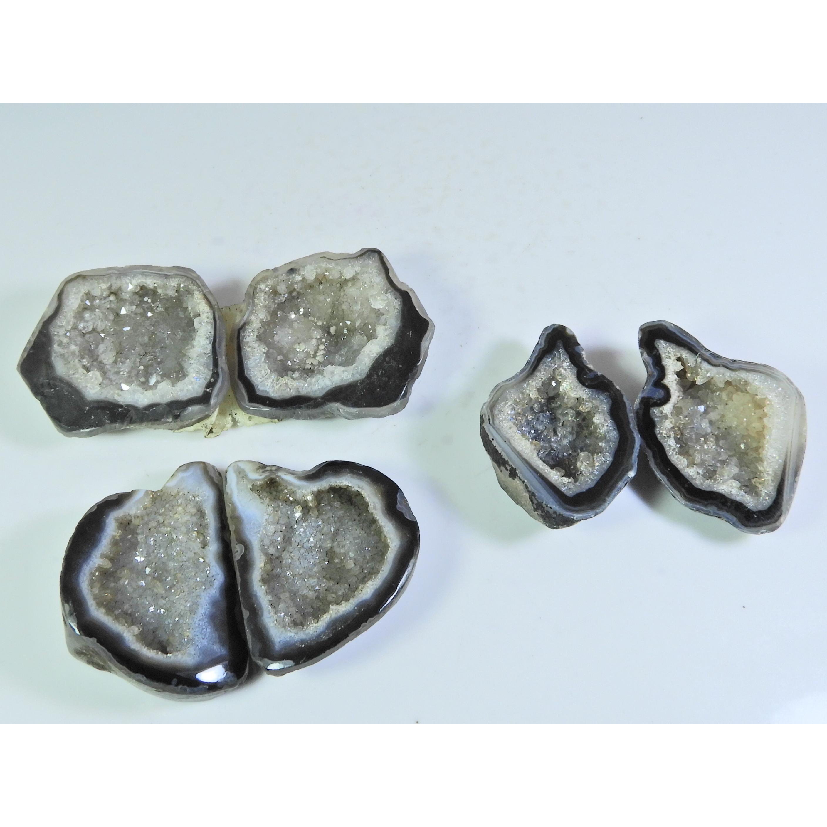 

Окрашенный срез друзы агата, парный кабошон, свободный драгоценный камень, лот из 3 пар, 310 карат, A-737