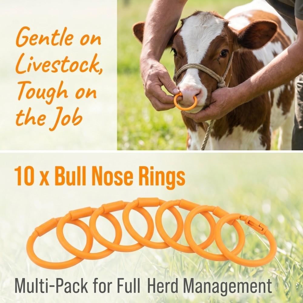 10Pcs Orange Cattle Nose Ring Good Elasticity Cow Nose Ring Nose Ring Accessory Farm Management