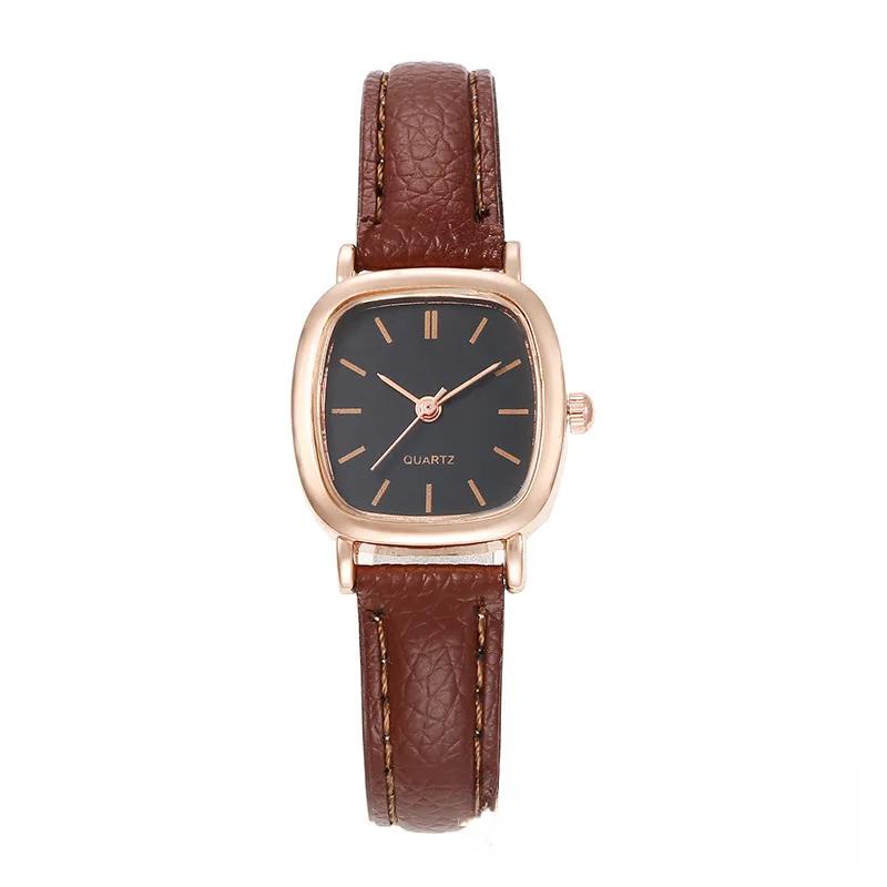 Retro Brown Women Watches Qualities Small Ladies Wristwatches Vintage Leather Bracelet Watch Fashion Brand Female Envío Gratis