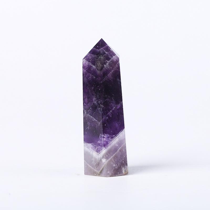 Hexagonal Crystal Column Ornament: Polished Semi-Precious Stone in Various Materials