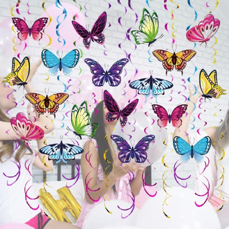 48 Stück Schmetterling Hängende Wirbel Dekorationen Helle Schmetterling Hängende Spiralen für Geburtstags- und Babyparty Dekoration