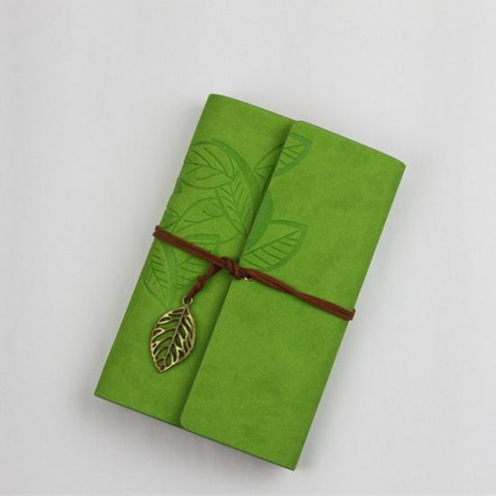 A6 Retro Leaf Binding Loose-leaf Notebook | Creative Planner & Mini Diary Journal Small трава зеленый