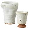 Sake Tokkuri and Ochoko Diameter 10 X 8 X Height Arakohiki Katakuchi Mino Suitable for Hot Cold and Japanese Sake Ale-net Set, (Cupcake) Set, 11cm,
