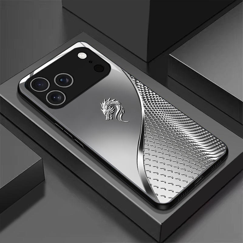 High end luxury business style tempered glass phone case suitable for iPhone 17 16 15 14 13 12 11 Pro Max Plus scratch resistant