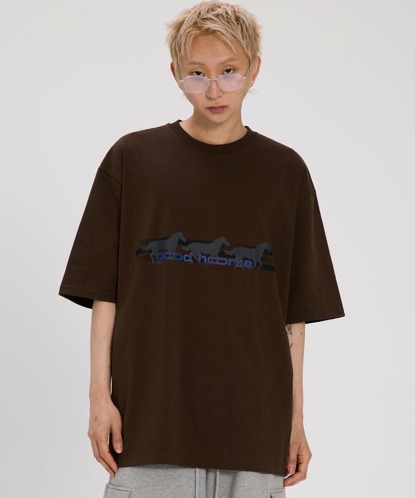 BOUNDARY Goodhorse Oversized Short Sleeve T-Shirt [Brown]