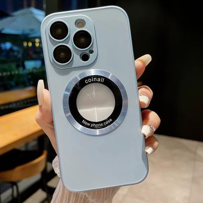 Capa de Celular Fosca com Carregamento Sem Fio Magsafe de Luxo Para Iphone 14 13 12 11 Pro Max Capa com Para-choque de Proteção Magnética para Lente