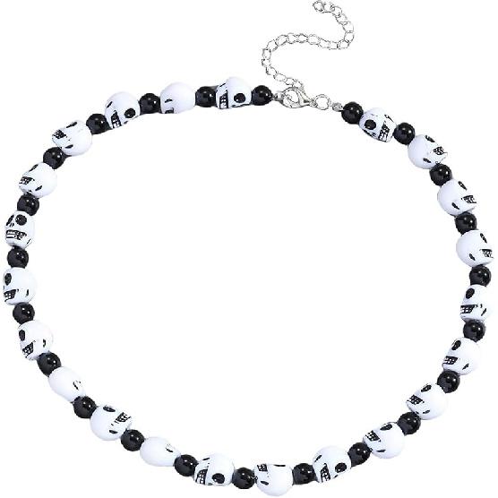 Skull Beads Necklaces Punk Goth Skull Necklace Skeleton Head Beads Skull Beads Necklace Jewelry