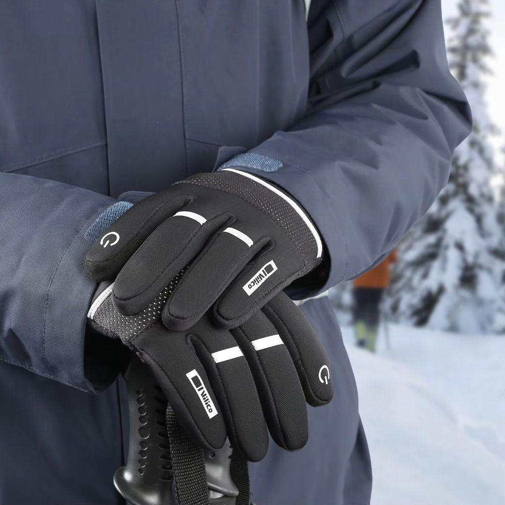 Fashion Waterproof Winter Warm Gloves Touchscreen Keep Warm Cycling Gloves Lining Thickened Ski Gloves Outdoor Sports