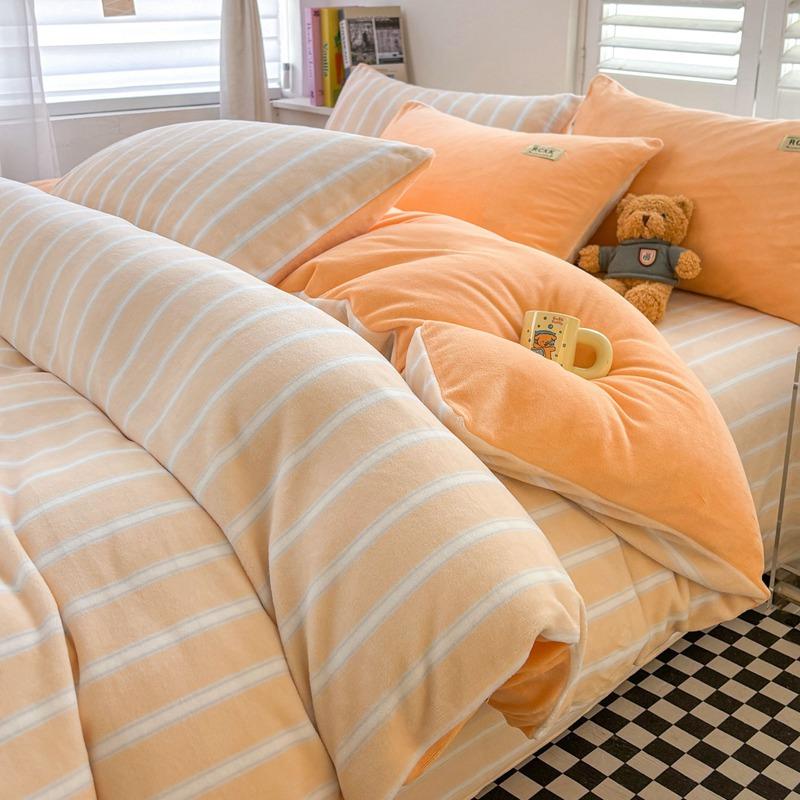 Winter Milk Fleece Bed Four-piece Set Thickened Coral Fleece Bed Sheet Quilt Cover Three-piece Bedding