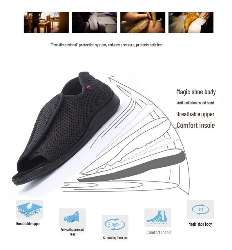 Pantofi Zhivago Ajustabili cu Plasă și Velcro pentru Picioare Lățite, Umflate sau Deformate Valgus