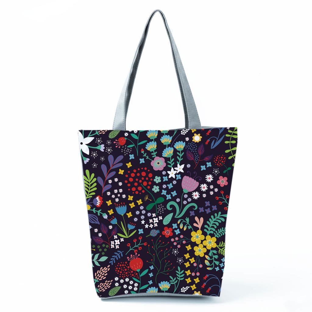 High Capacity Shoulder Bag Shopping Bags Bright Colors Floral Print Handbag Casual Travel Multi Functional Beach Bag Commuting Tote Bag