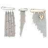 Geometric Love Pendant Pin Irregular Star Tassel Brooches Personality Tassel Chain Brooch  Male