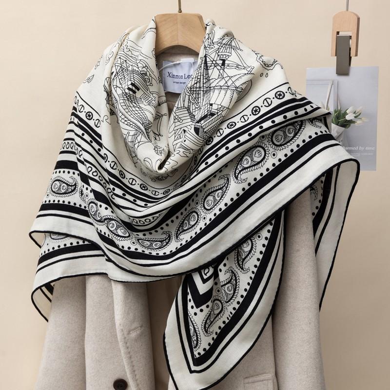 Womens Silk Cashmere Wool Scarf Winter Warm Square Shawl Fashion Luxury