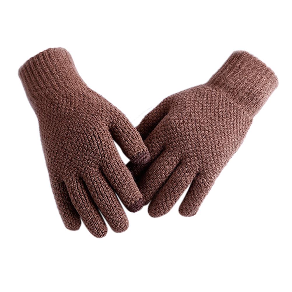 

Mens Winter Warm Universal Smart Magic Touch Screen Knitted Gloves Texting Gloves Mittens Ten Fingers brown Free Size#1