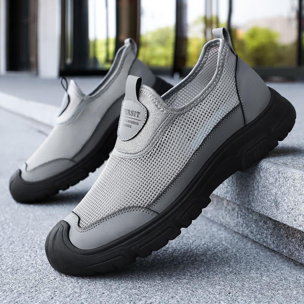 Shoes Men's Shoes Summer New Mesh Breathable Casual Shoes One Pedal Lazy Shoes Lightweight Soft Sole Dad Shoes