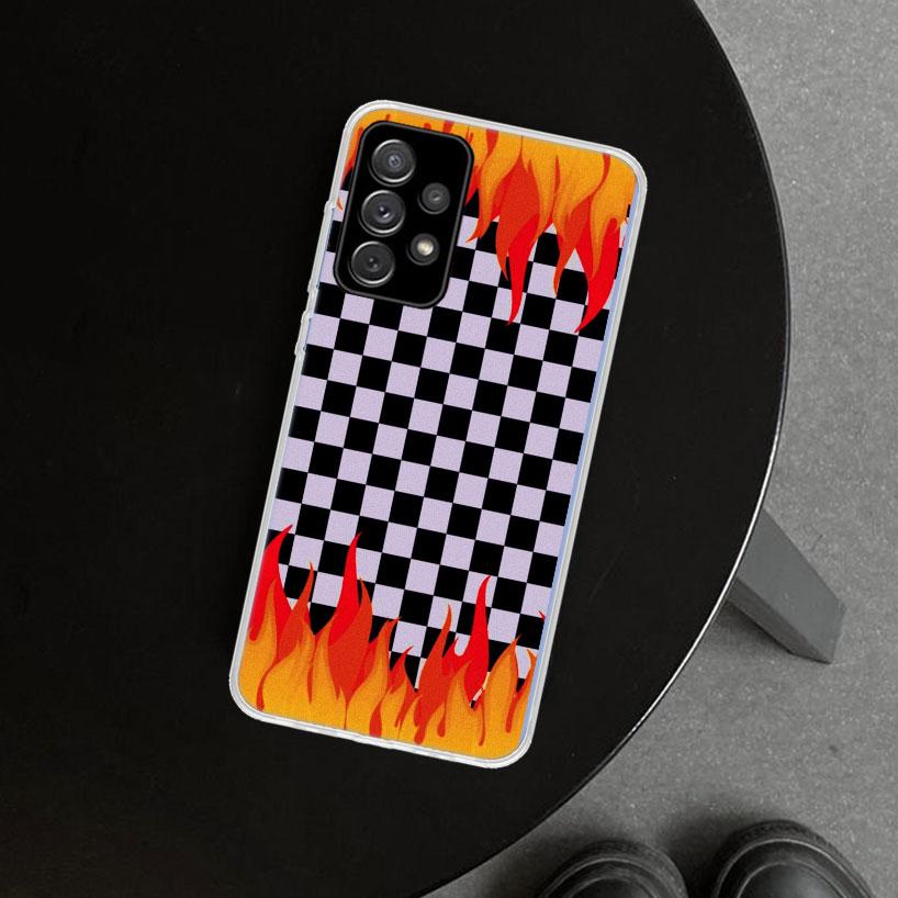 Black White Checkered Phone Case for Samsung Galaxy A17 A16 A26 A36 A56 A57 A37 A15 A25 A35 A55 A14 A24 A34 A54 A13 A23 A33 A53