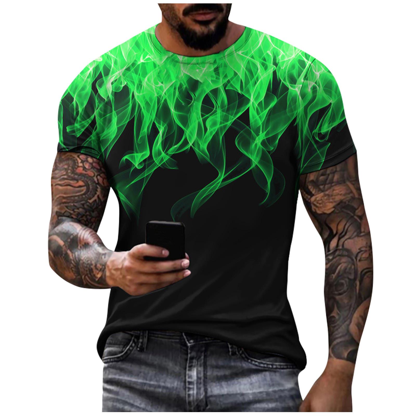 Мужская футболка с коротким рукавом и принтом летняя круглая шея трендовая повседневная толстовка M зелёный 980₽