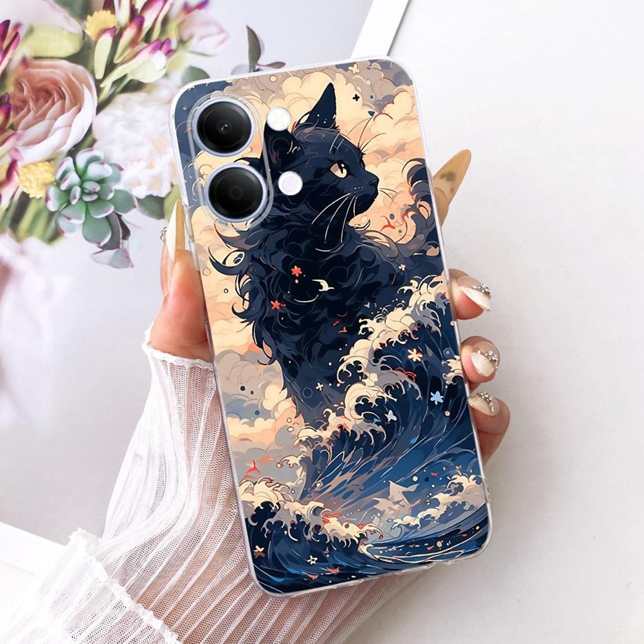 For Vivo Y05 4G Case Colorful Flowers Painted Cover Clear Silicone Soft Slim Phone Case For Vivo Y11d Y 05 VivoY05 VivoY11d Bags