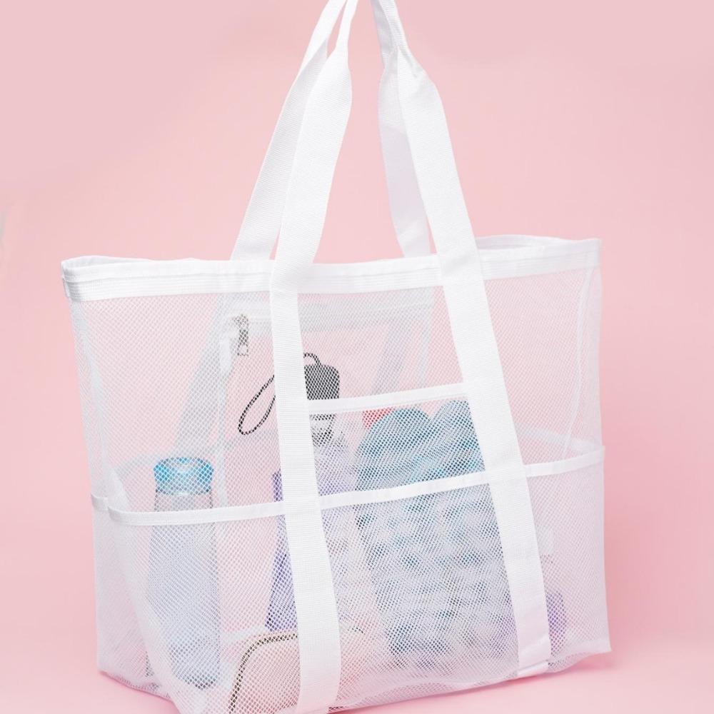 Beach Bag Large Capacity Toy Mesh Swimming Bag Multifunctional Travel Shoulder Beach Bag Swimsuit Storage Bag