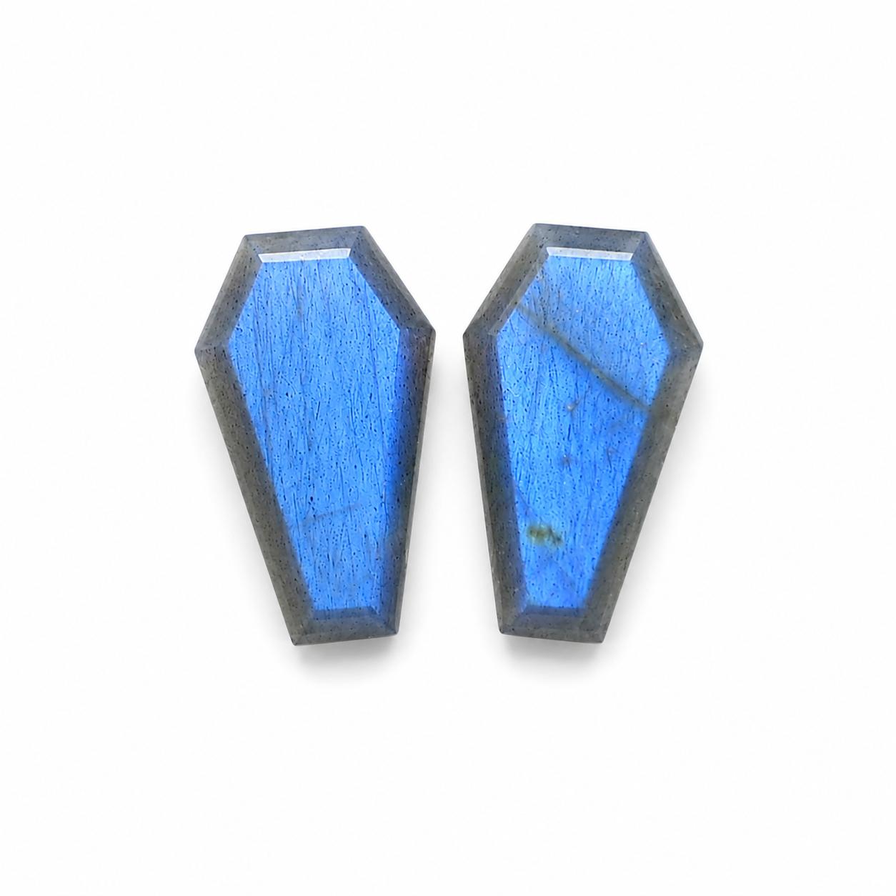 Natural Blue Flash Labradorite Coffin Cut Gemstone | Loose Coffin Shape Labradorite Cabochon | Blue Fire Gemstone for Jewelry Making 7x10mm (1 Piece) синий