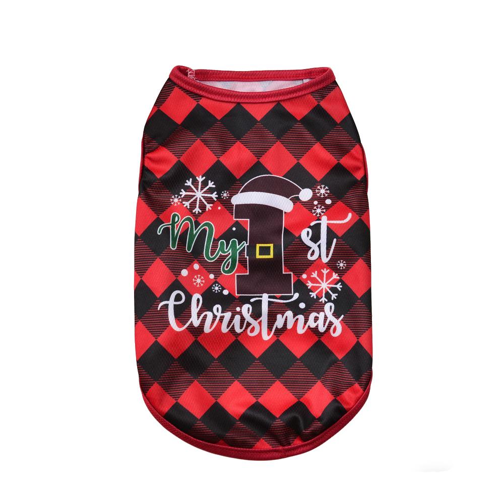 

Christmas Pet Clothes Cute Breathable Vest Coat Holiday Deer Santa Claus Print Puppy Costume For Small Medium Dog Cats Yorkshire XS